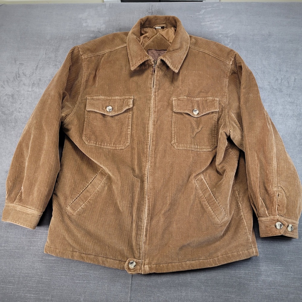 Fieldmaster‎ Y2K Rugged Barn Chore Mens XL Corduroy Quilted Zip Up Jacket Tan